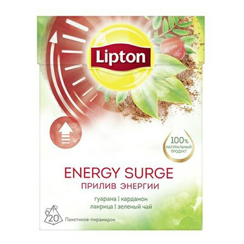 Чай зеленый Lipton Energy Surge гуарана-кардамон-лакрица в пирамидках 1,6 г х 20 шт