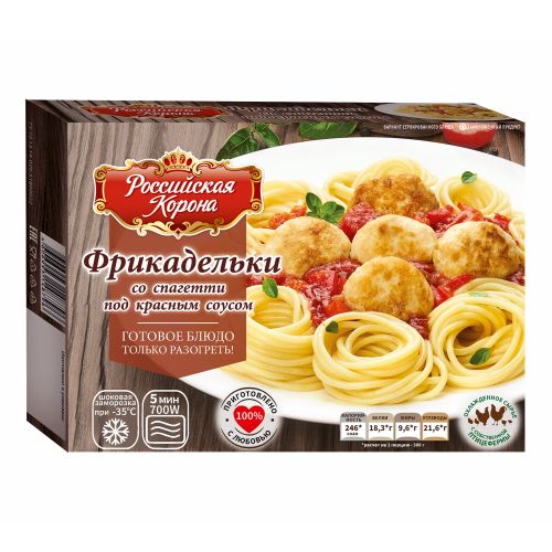 Фрикадельки Российская Корона со спагетти под красным соусом 300 г