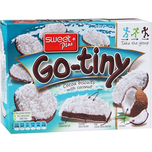 Печенье Sweet Plus+ Go-Tiny бисквитное со вкусом шоколада с молочным кремом и кокосом 120 г