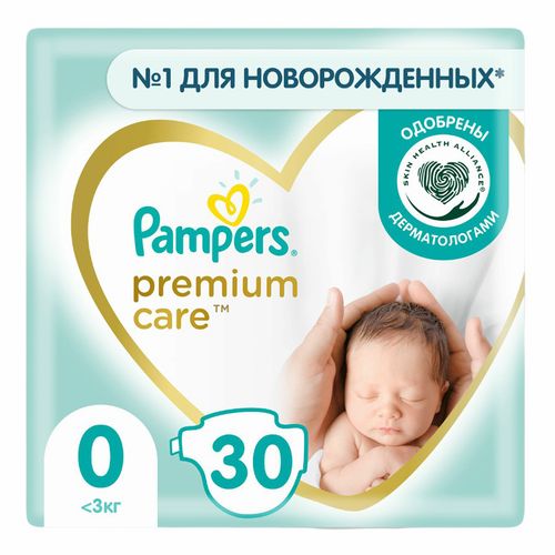 Подгузники Pampers Premium Care 0 (1,5-2,5 кг) 30 шт
