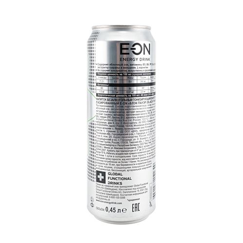 Энергетический напиток E-ON Black Power Energy drink безалкогольный газированный 450 мл