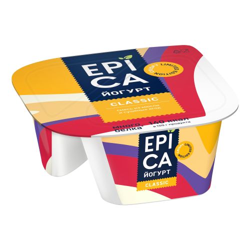 Йогурт Epica Crispy натуральный и смесь из мюсли и сушеных ягод 6,5% БЗМЖ 138 г