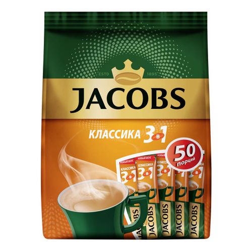 Кофейный напиток Jacobs 3 в 1 Классика растворимый 12 г х 50 шт