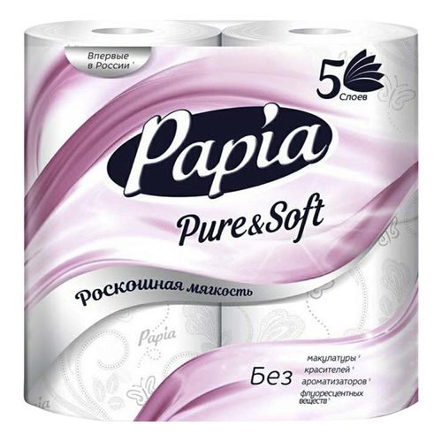 Туалетная бумага Papia Pure&Soft пятислойная 4 шт
