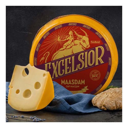 Сыр полутвердый Excelsior Maasdam 45% ~1 кг - купить с самовывозом в ...