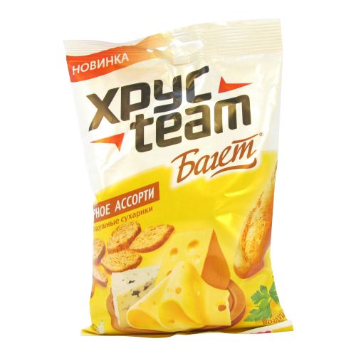 Сухарики ХРУСTEAM Багет сырное ассорти - "Воздушные сухарики "Багет" со вкусом с