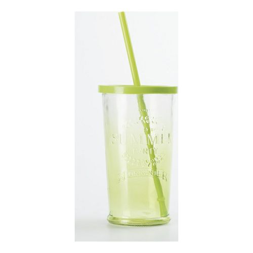 Стакан Summer для лимонада с крышкой стекло 450 мл в ассортименте (цвет по наличию)