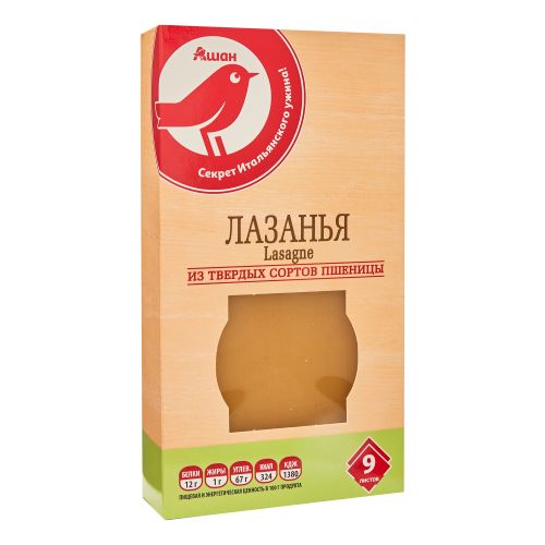 Макаронные изделия АШАН Красная птица Лазанья 250 г