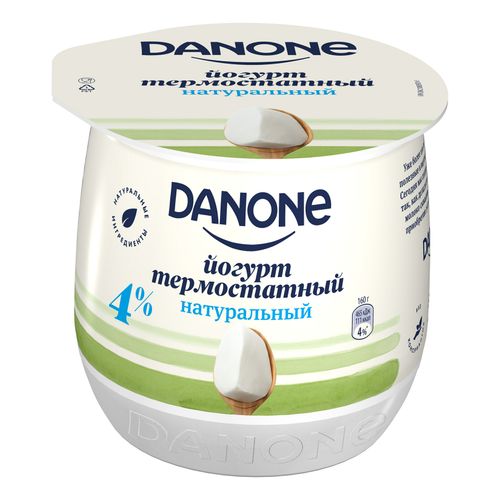 Йогурт Danone Натуральный термостатный 4% БЗМЖ 160 г