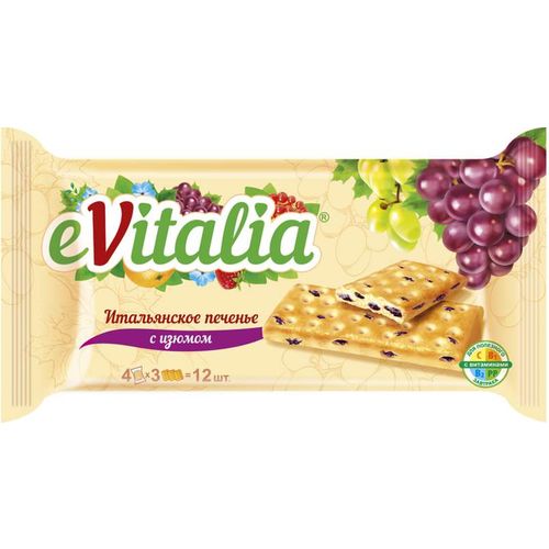 Печенье Evitalia итальянское с изюмом 168 г