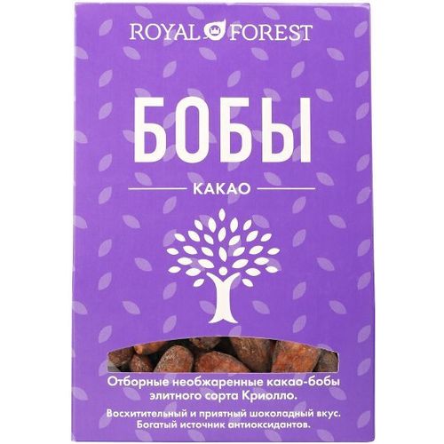 Какао бобы Royal Forest необжаренные неочищенные 100 г