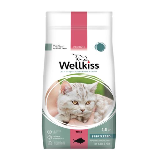 Сухой корм Wellkiss с тунцом для стерилизованных кошек и кастрированных котов 1,5 кг