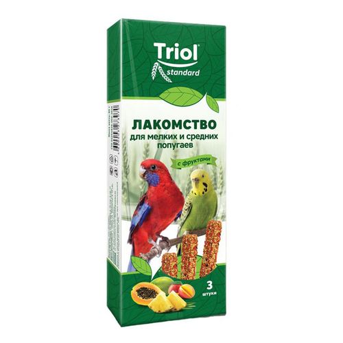Лакомство для попугаев Triol универсальное с фруктами 80 г