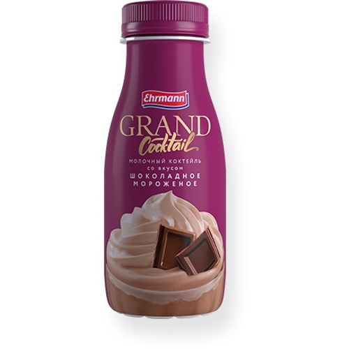 Молочный коктейль Ehrmann Grand Cocktail Шоколадное мороженое БЗМЖ 260 мл