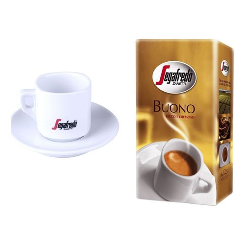 Набор Segafredo Кофе Буоно молотый 250 г + кофейная пара чашка и блюдце