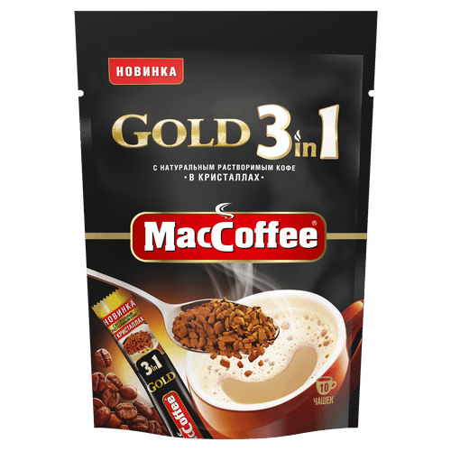 Кофейный напиток MacCoffee Gold 3 в 1 Карамель растворимый 16 г 10 шт
