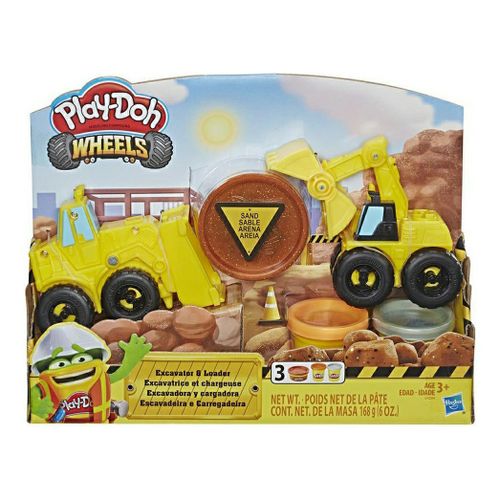 Набор для лепки Play-Doh Wheels Экскаватор с фигурками и инструментами 3 цвета