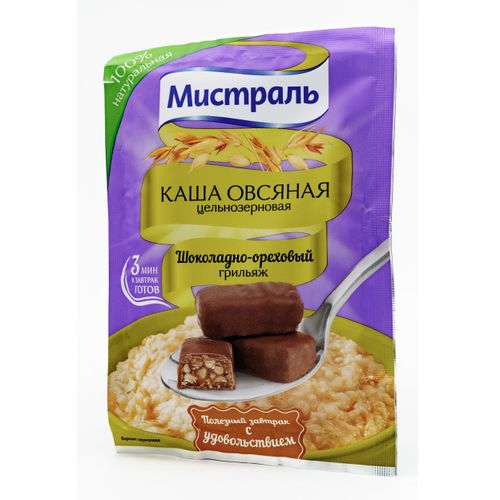 Каша Мистраль овсяная Шоколадно-ореховый грильяж 40 г