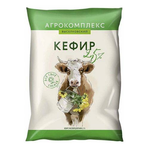 Кефир Агрокомплекс Натуральные Продукты 2,5% БЗМЖ 900 мл