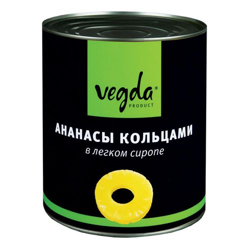 Ананасы Vegda product кольцами в легком сиропе 3,1 кг