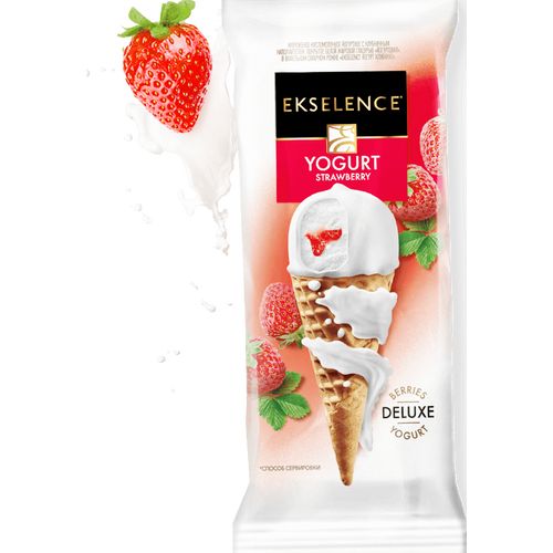 Мороженое йогуртное Ekselence Yogurt Strawberry с клубничным наполнителем 80 г