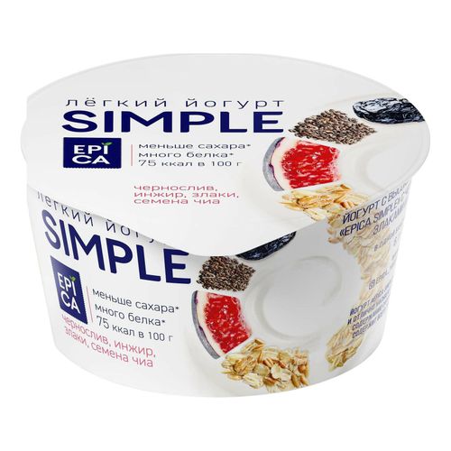 Йогурт Epica Simple чернослив - инжир - злаки - чиа 1,6% 130 г