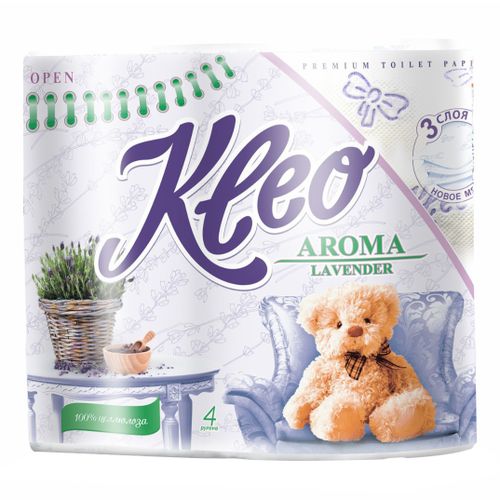 Туалетная бумага Kleo Aroma lavander 3 слоя 4 рулона