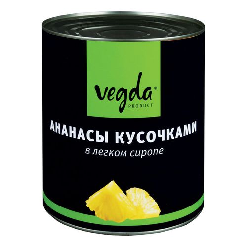 Ананасы Vegda product кусочками в легком сиропе 3,1 кг
