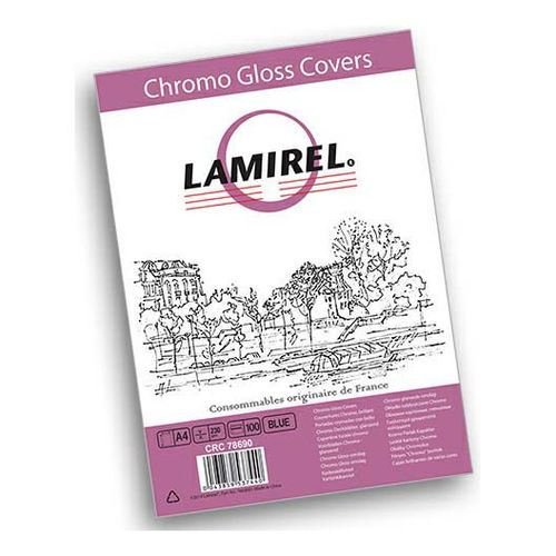 Обложка для переплета Lamirel Chromolux картонная глянцевые синяя A4 230 г/м² 100 шт