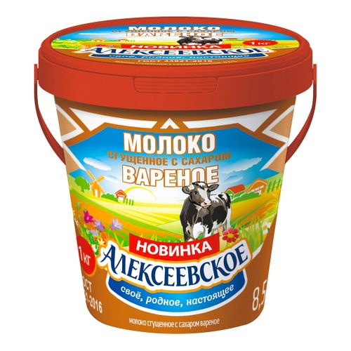 Сгущенное молоко Алексеевское вареное с сахаром 8,5% БЗМЖ 1 кг