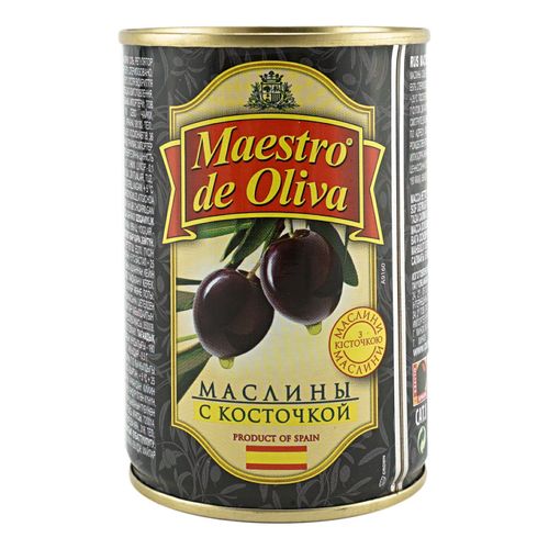 Маслины Maestro de Oliva черные с косточкой 280 г