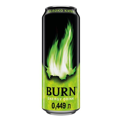 Энергетический напиток Burn яблоко-киви газированный безалкогольный 449 мл