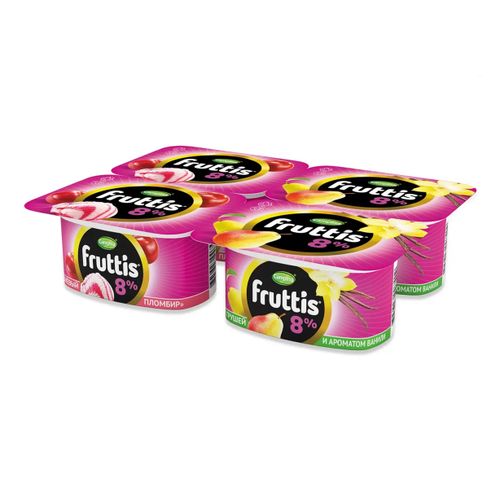Йогуртный продукт Fruttis вишня-груша-ваниль 8% БЗМЖ 115 г