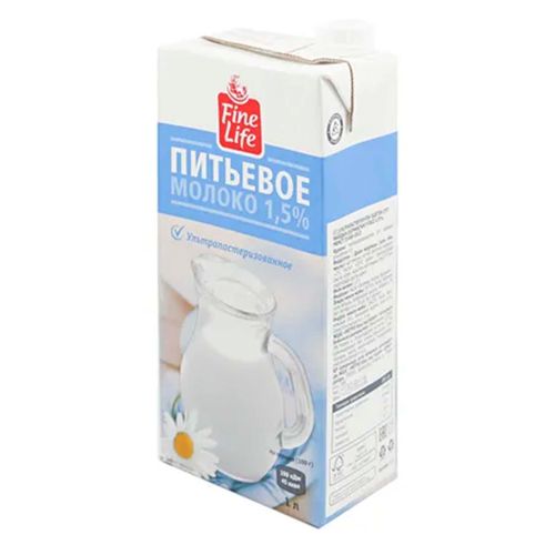 Молоко 1,5% ультрапастеризованное 925 мл Fine Life БЗМЖ