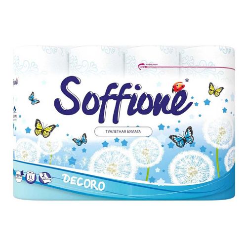 Туалетная бумага Soffione Decoro Blue 2 слоя 12 рулонов
