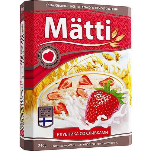 Каша овсяная Matti клубника со сливками 6 шт х 40 г