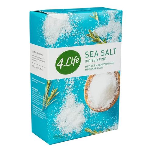 Соль морская 4Life натуральная йодированная мелкая 1 кг