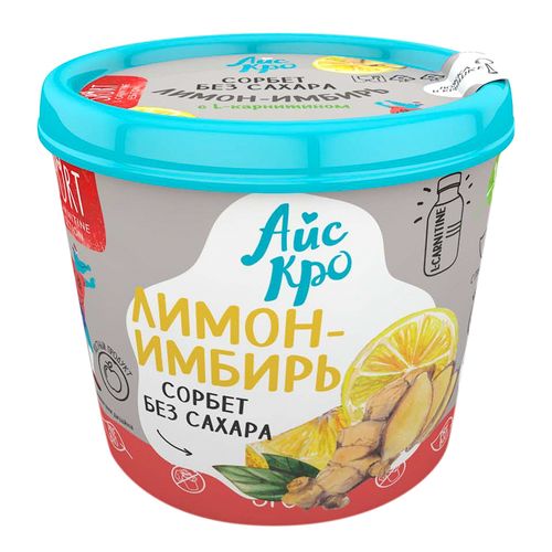Десерт замороженный Icecro Сорбет лимон-имбирь с л-карнитином БЗМЖ 75 г