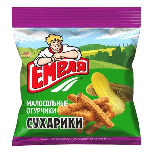 Сухарики ржаные Емеля со вкусом малосольных огурчиков 40 г - купить с ...