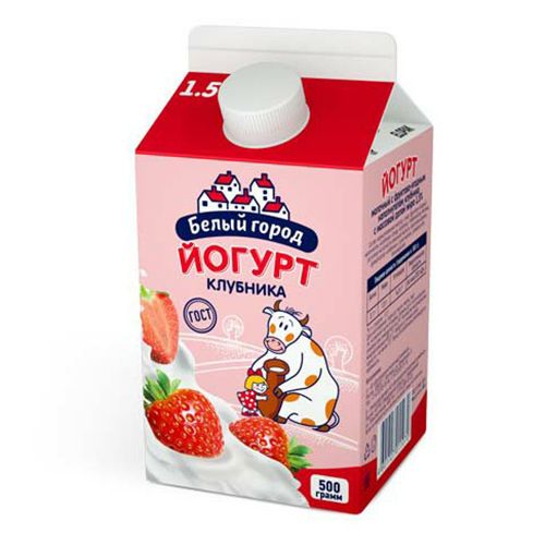Йогурт питьевой Белый Город клубника 1,5% БЗМЖ 500 г