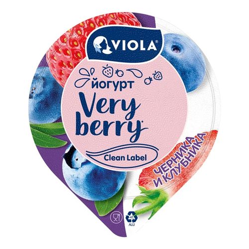 Йогурт Viola клубника-черника 2,6% БЗМЖ 180 г