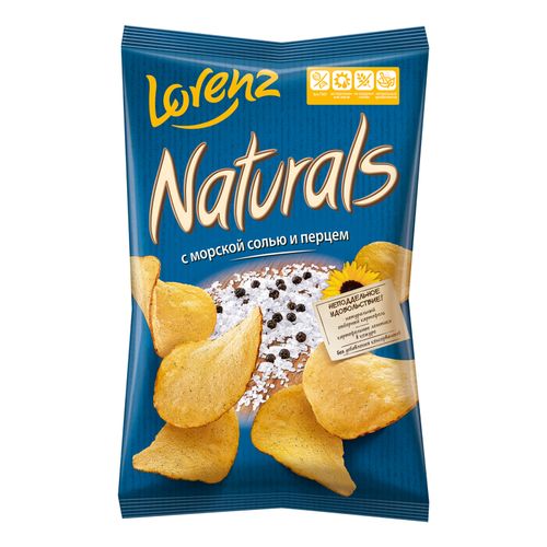 Чипсы картофельные Lorenz Naturals с морской солью и перцем 100 г
