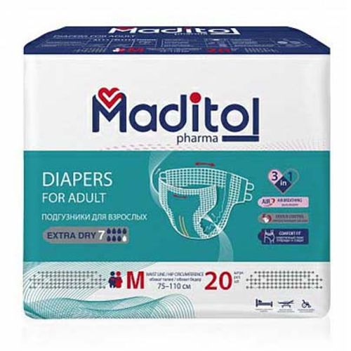 Подгузники для взрослых Maditol М 20 шт