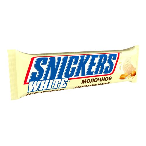 Мороженое сливочное Snickers White батончик c арахисом в белой глазури СЗМЖ 41 г