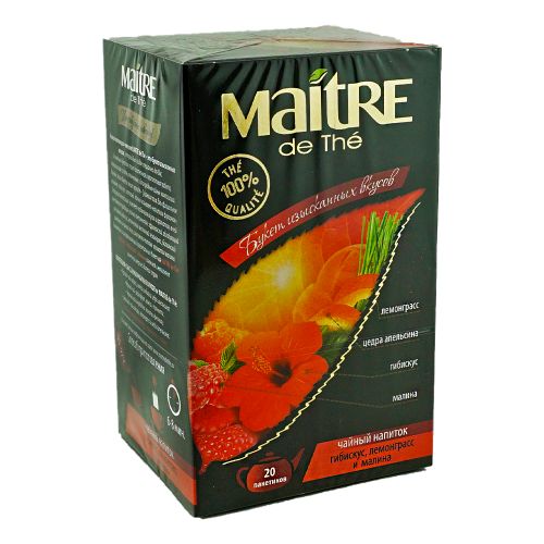 Чай травяной Maitre de The гибискус-лемонграсс-малина в пакетиках 2 г х 20 шт
