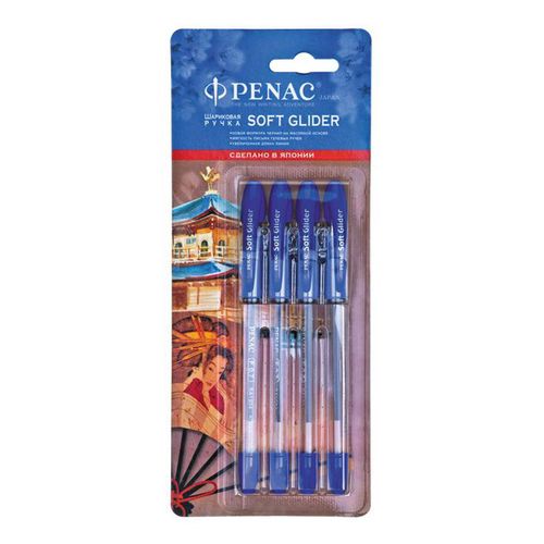 Ручки шариковые Penac Soft Glider 4 шт