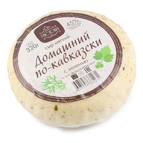 Сыр мягкий Деревня Масловка Домашний по-кавказски с зеленью 45% 320 г