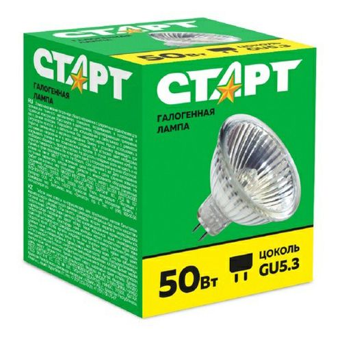 Галогенная лампа Старт GU5.3 50 Вт теплый белый софит прозрачная