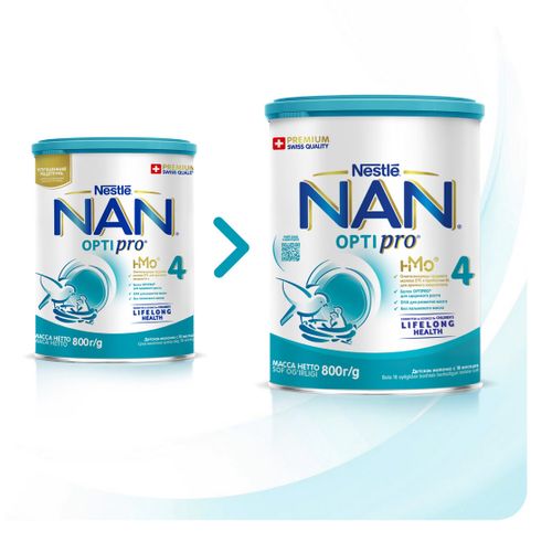 Детская смесь NAN Optipro 4 молочная сухая для роста иммунитета и развития мозга с 18 месяцев 800 г