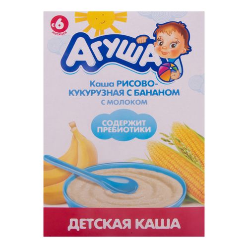 Каша Агуша рисово-кукурузная молочная с бананом с 6 месяцев 200 г